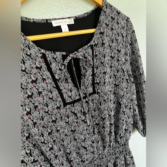 Westport Black and Pink Floral Long Sleeve Dress - Picture 3 of 9